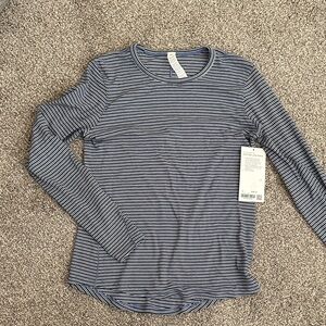 NWT lululemon athletica Navy & White Striped Hold Tight Long Sleeve